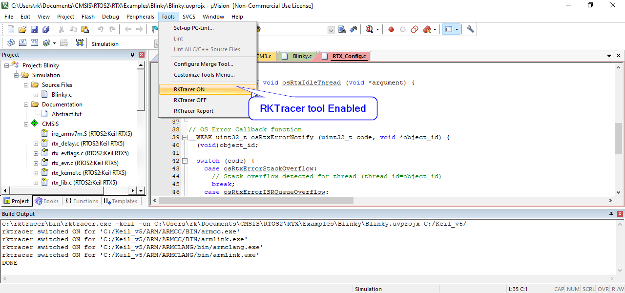 Code Coverage for keil uVision and keil mdk arm RKVALIDATE