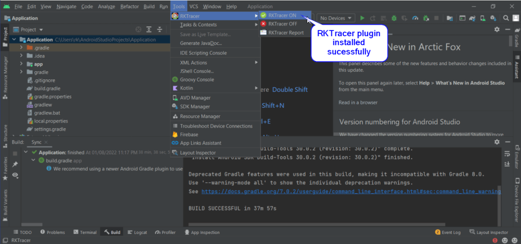 Code coverage tool integration with android studio ide step 5