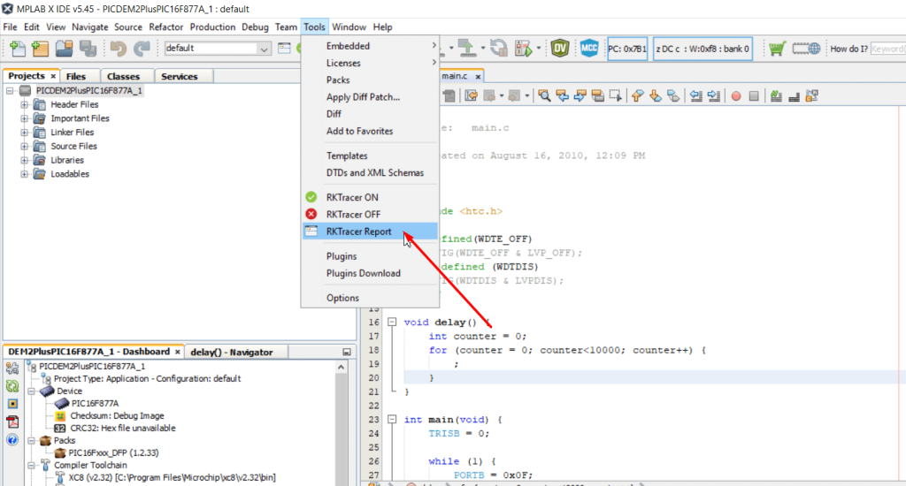 Generate code coverage reports in MpLab IDE