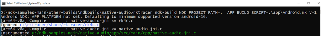 code coverage for NDK build system runtime linking