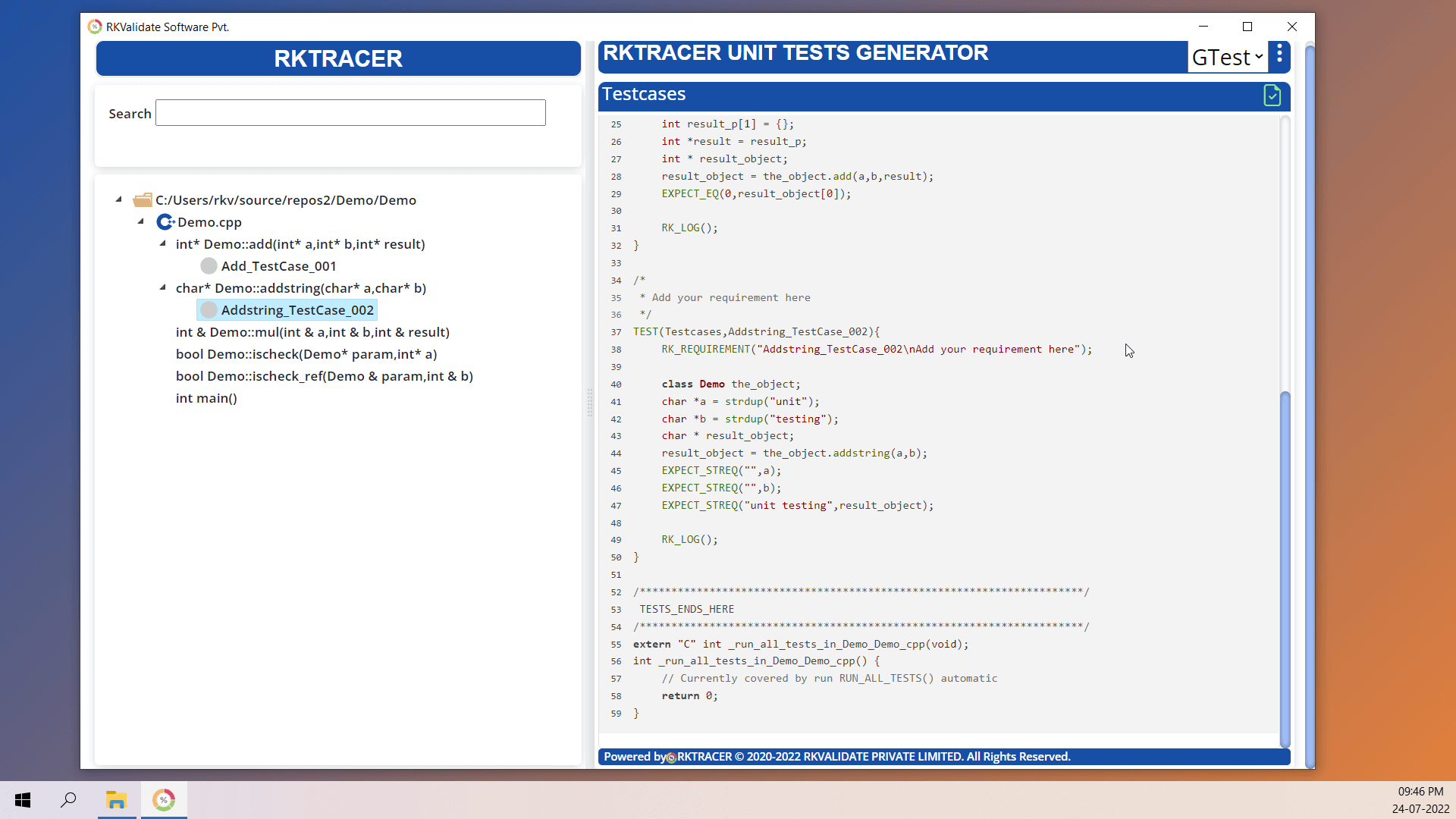 RKUnit GoogleTest Unit Test Generation Step-4