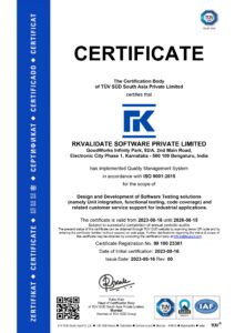 RKVALIDATE TUV SUD ISO9001 Cert 1